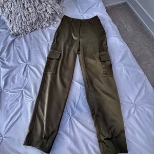 Olive Satin Green Cargo Pants